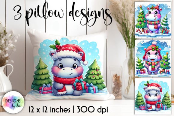 Download Funny Christmas Hippo Illustration - Hippo illustration Collection