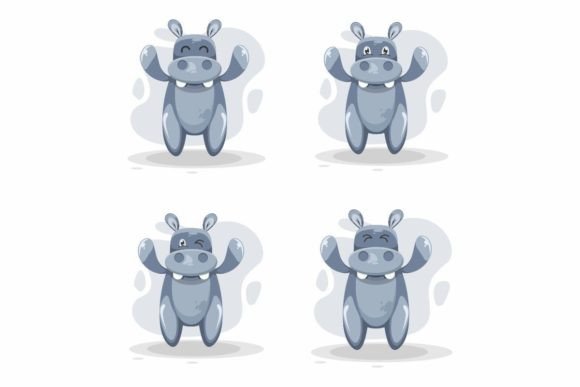 Download Cute Hippo Illustration Logo Design - Premium Resources
