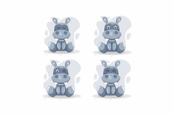 Download Cute Hippo Illustration Logo Design - Premium Resources