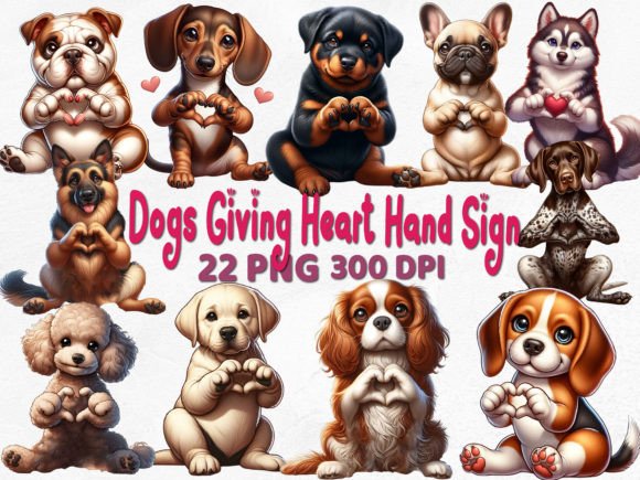 Download Dogs Giving Heart Hand Sign Sublimation - Premium Resources