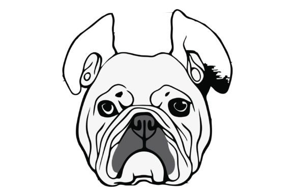 Download Little Buldog Head Line Art Design - Buldog Collection