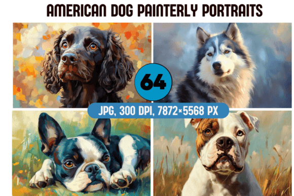 Download American Dogs Painterly Portraits - Dogs Collection