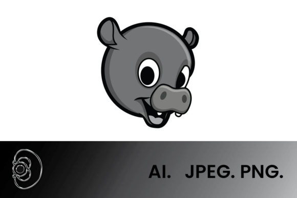 Download Greyscale Head Hippo Illustration - Premium Bundle